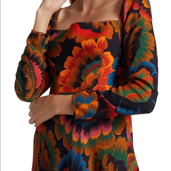 NWT FARM Rio Colorful Flowers Midi Dress - Picture 5 of 10